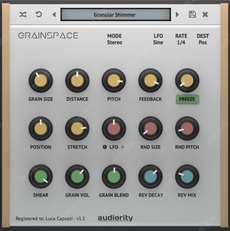 粒度处理器audiority grainspace v2.3 增加粒感和混响效果VST插件音频